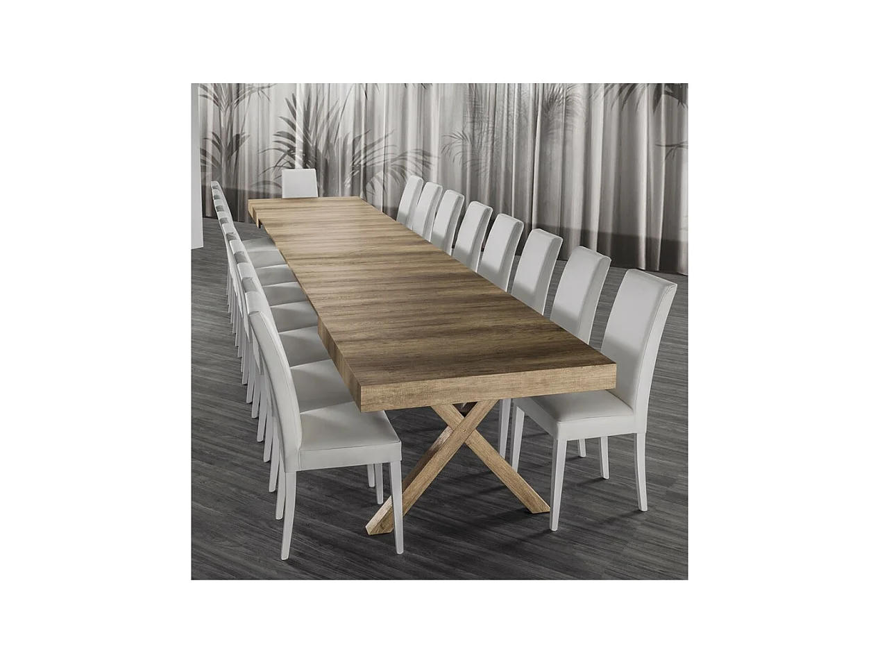 Table de repas extensible bois naturel 26 places jusqu'a 500cm Kopar-Taille Jusqu'a 500 cm
