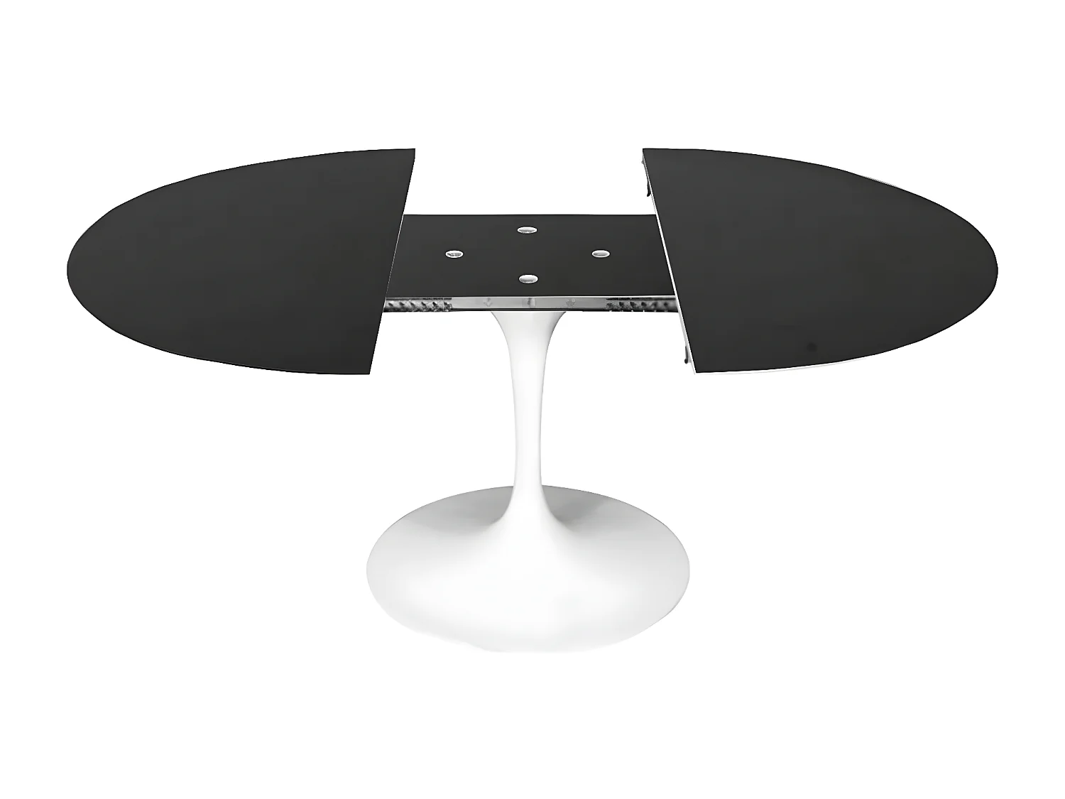 Hoogwaardige uitschuifbare ovale tulpentafel-Kleur lade Mat zwart-Breedte 170/230 cm-Baseren Briljant wit