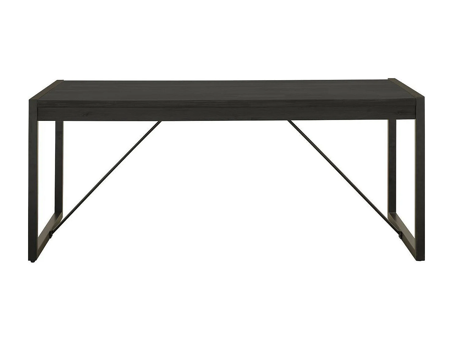 Table à rallonge 180-230cm 10 places bois massif noir vintage et pieds acier noir Zayane