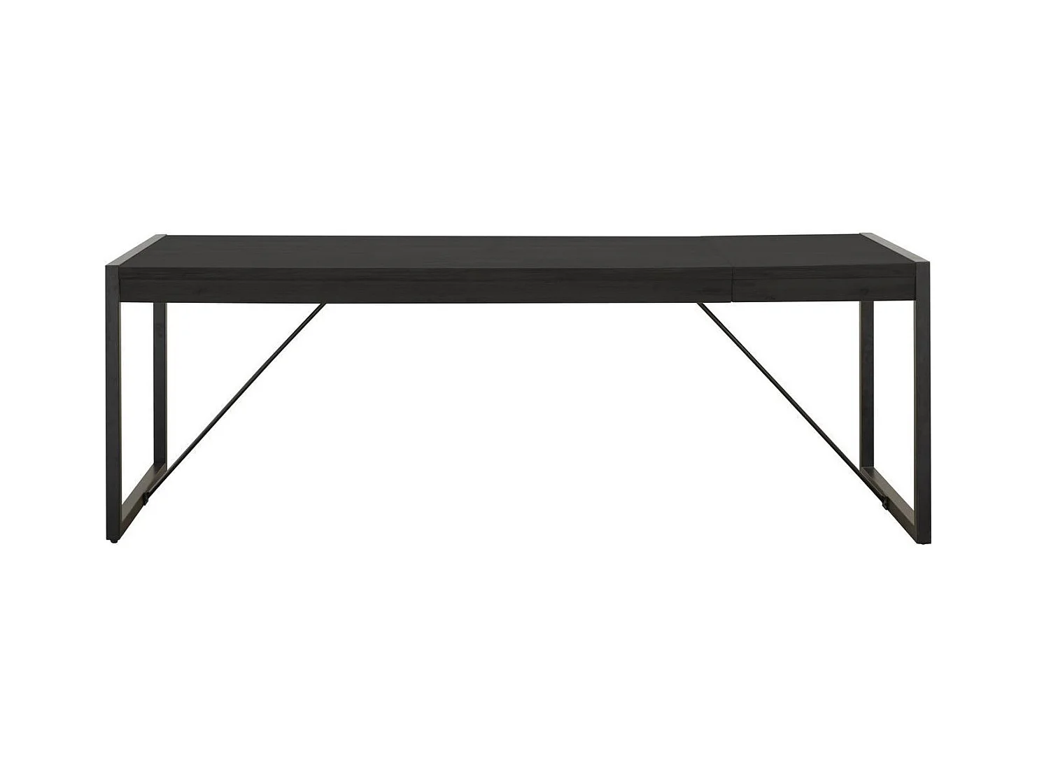 Table à rallonge 180-230cm 10 places bois massif noir vintage et pieds acier noir Zayane
