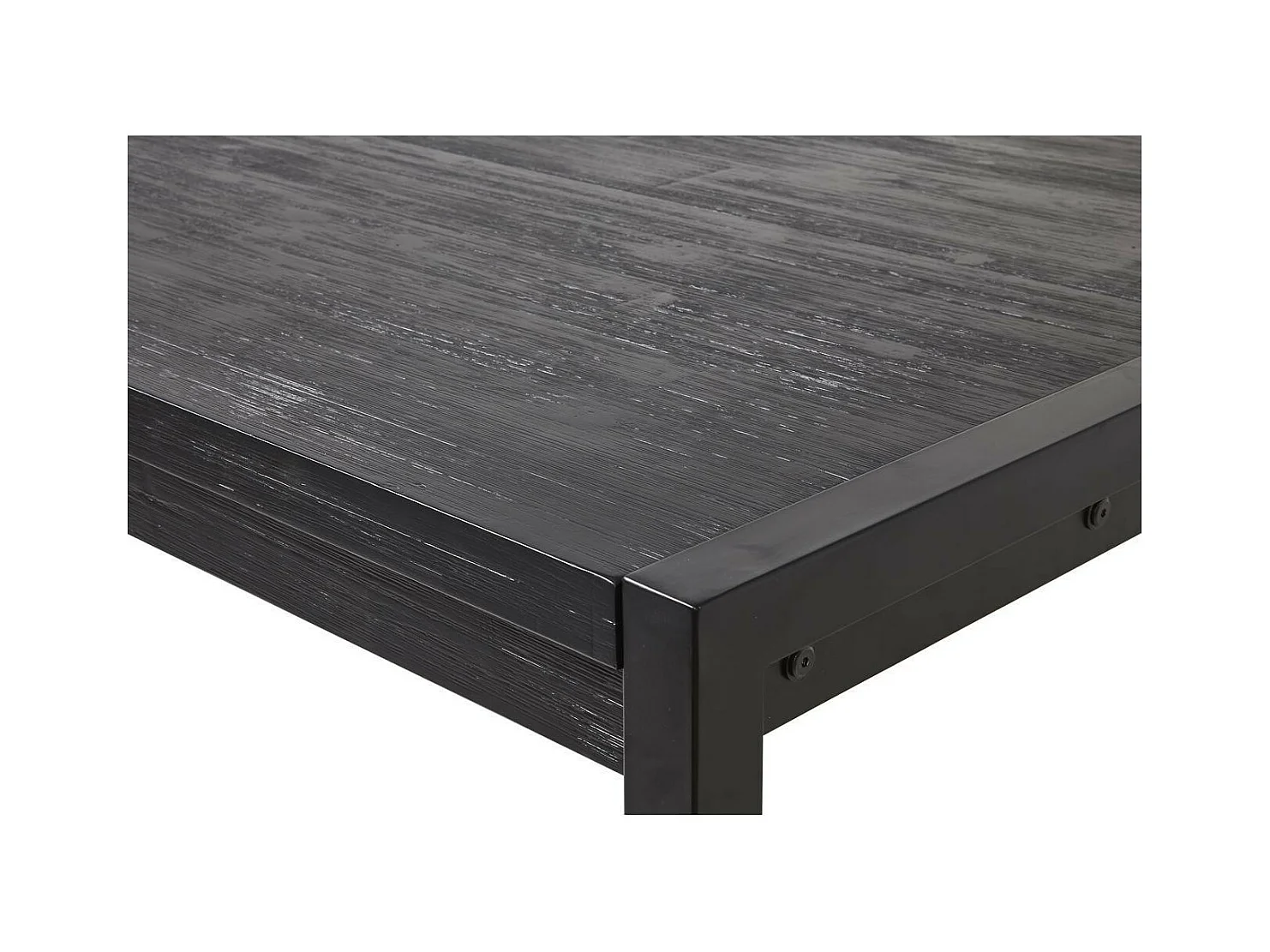 Uitschuifbare tafel 180/230 cm 10 plaatsen vintage zwart massief hout en zwart stalen poten Zayane