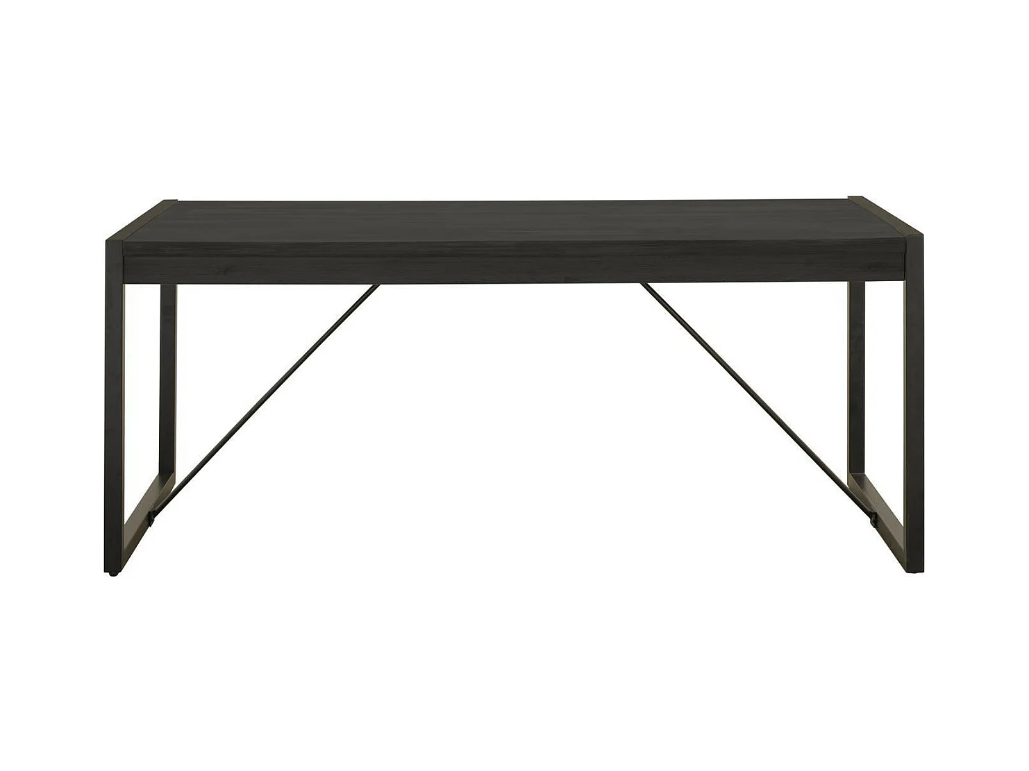Uitschuifbare tafel 180/230 cm 10 plaatsen vintage zwart massief hout en zwart stalen poten Zayane