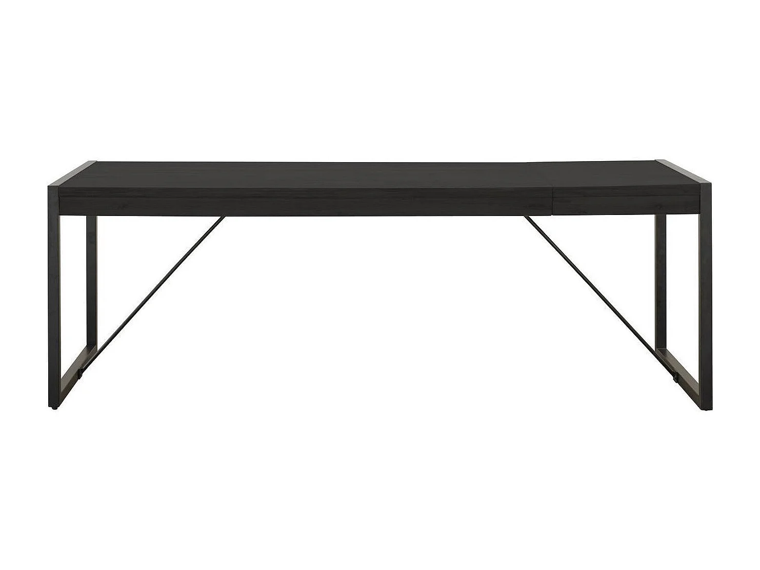 Uitschuifbare tafel 180/230 cm 10 plaatsen vintage zwart massief hout en zwart stalen poten Zayane