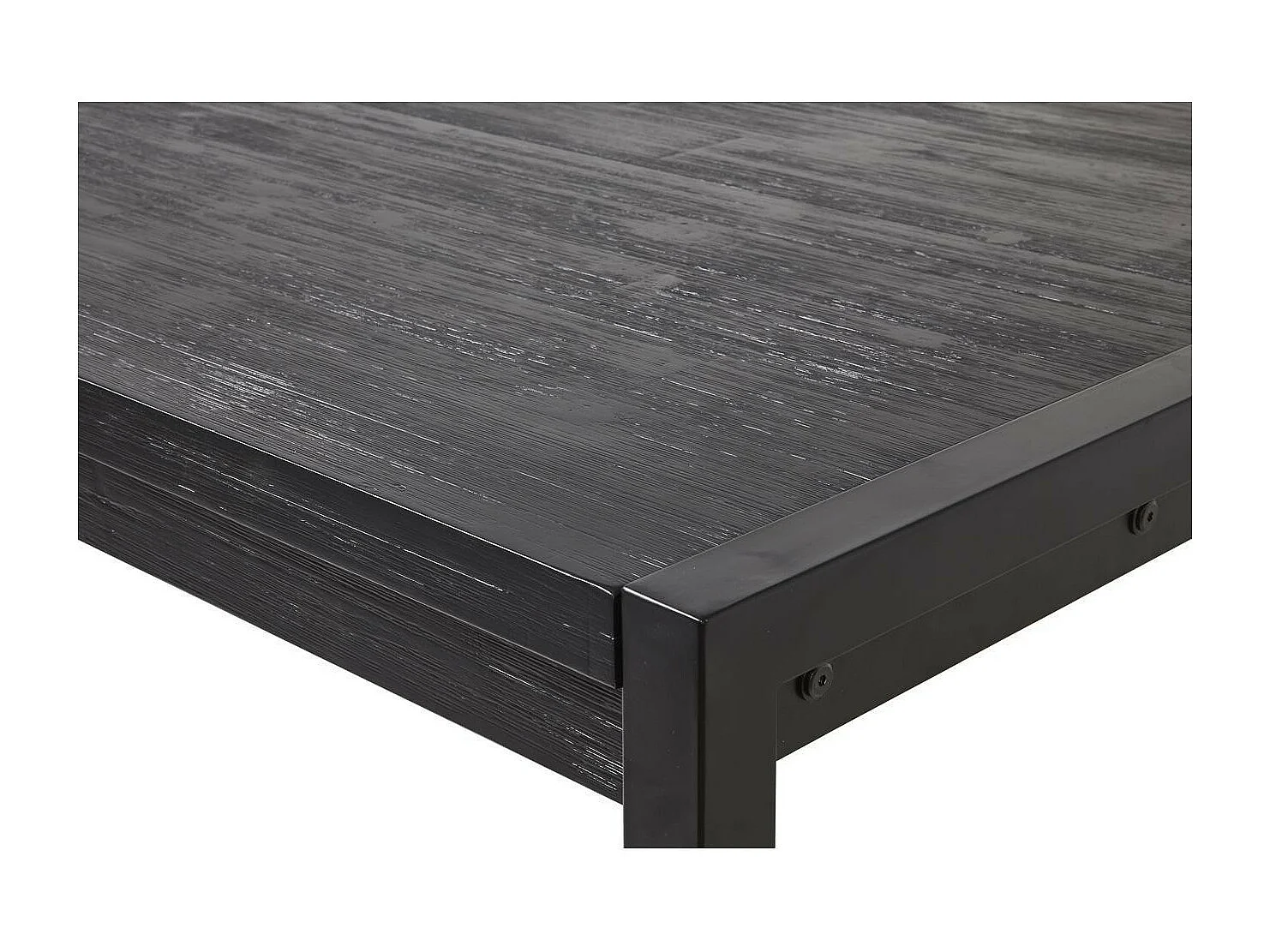 Uitschuifbare tafel 180/230 cm 10 plaatsen vintage zwart massief hout en zwart stalen poten Zayane