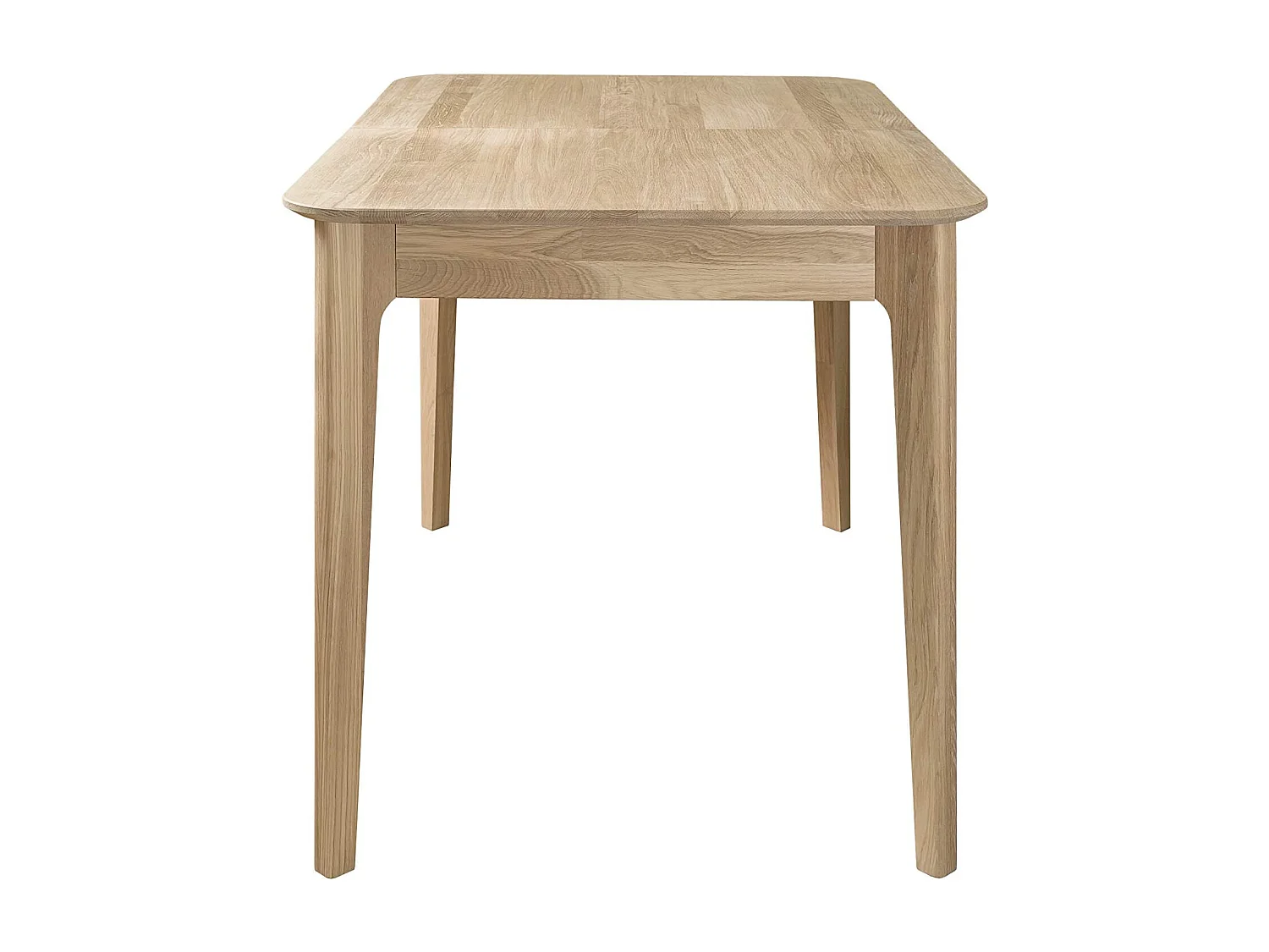 Kleine rechthoekige uitschuifbare tafel 120 tot 160 cm in gebleekt eikenhout Franka