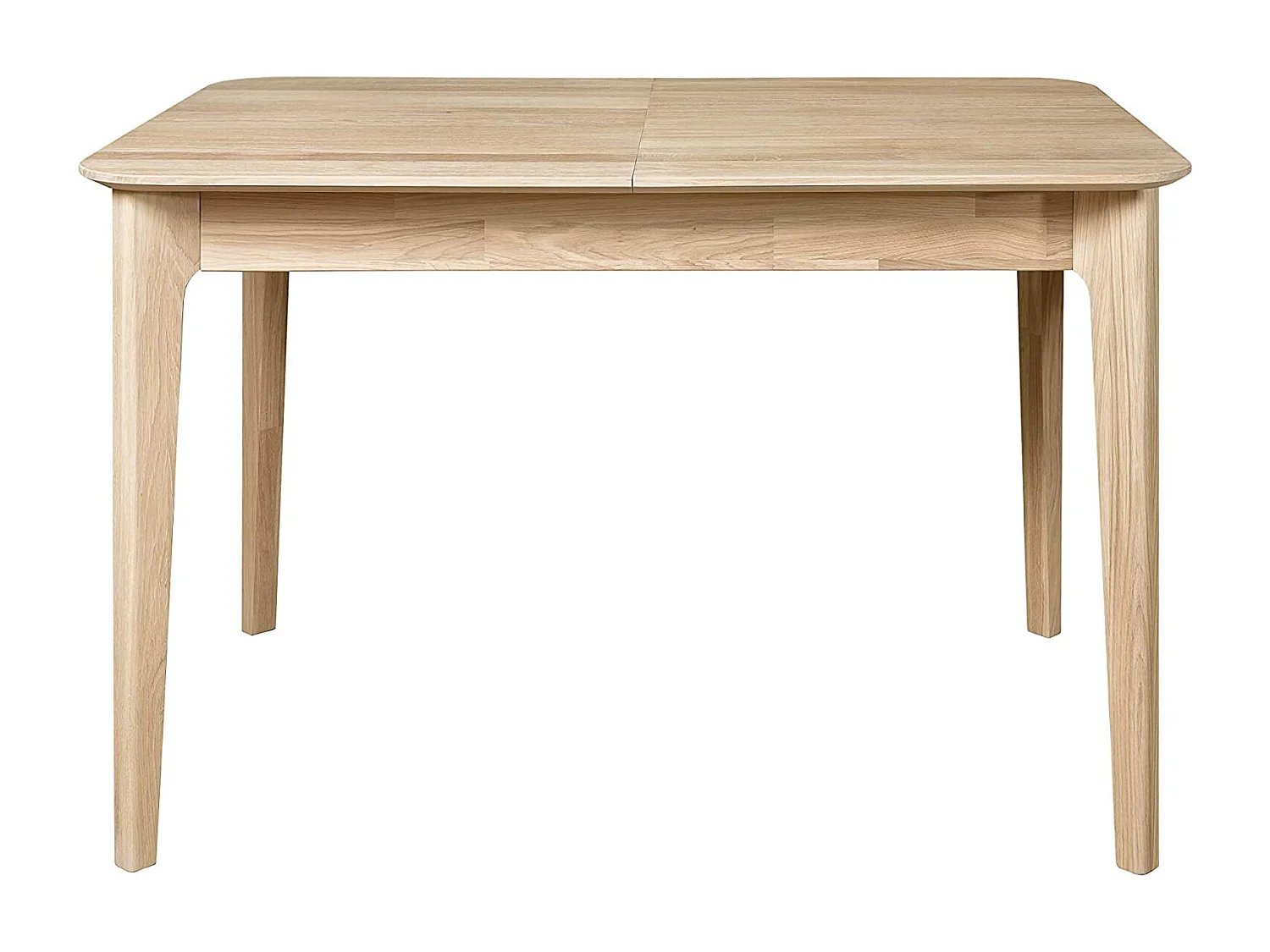 Mesa extensible rectangular pequeña de 120 a 160 cm en madera de roble blanqueada Franka