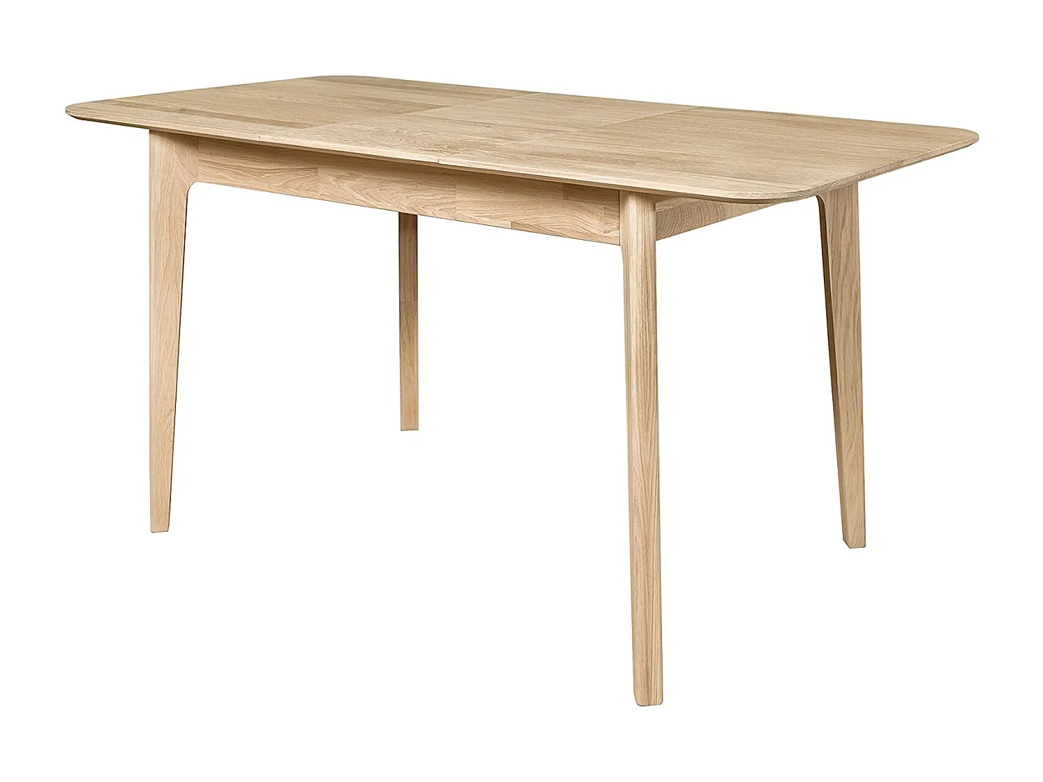 Mesa extensible rectangular pequeña de 120 a 160 cm en madera de roble blanqueada Franka