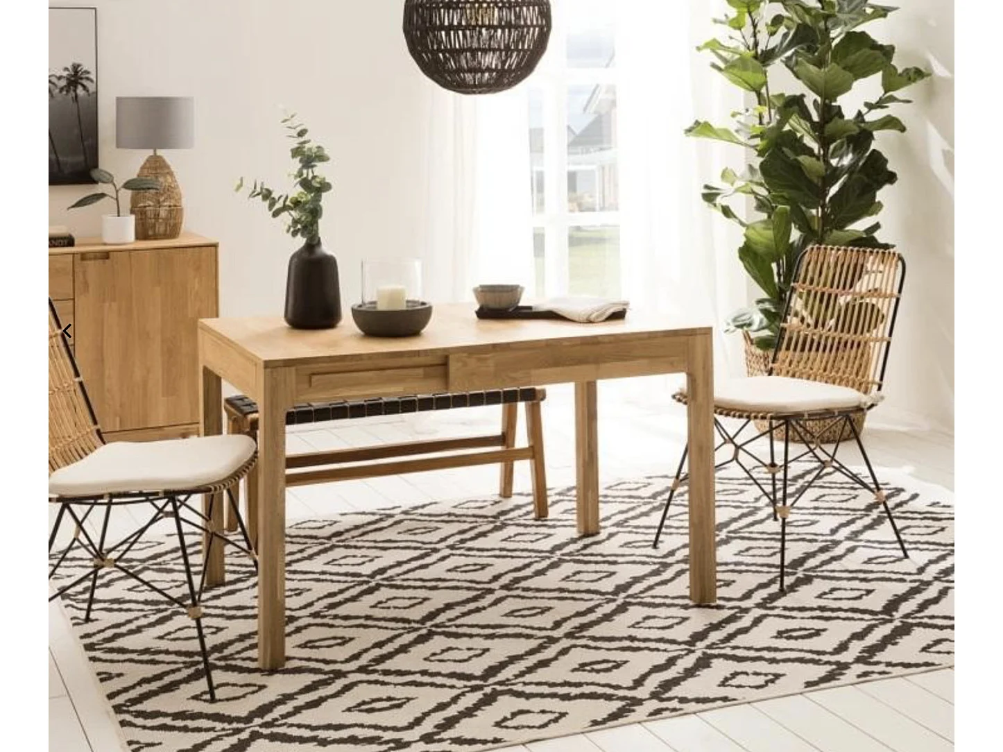 Table extensible en bois de chêne massif Marko 160 à 200cm