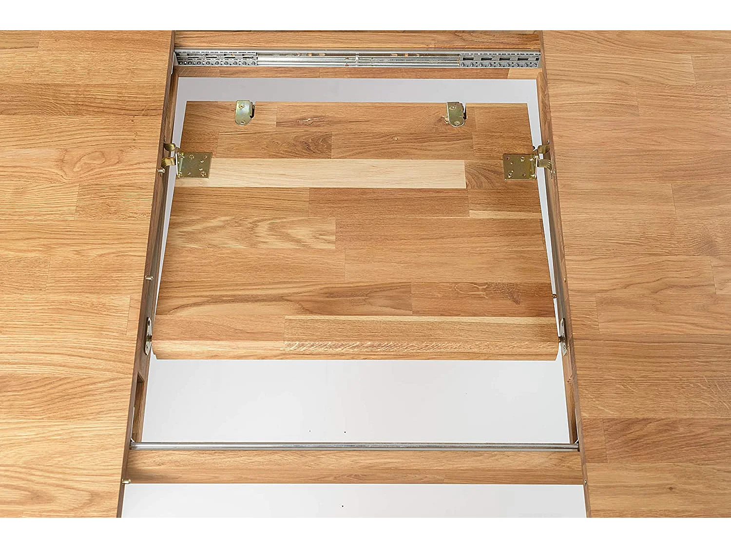 Mesa pequeña rectangular extensible de 120 a 160 cm en madera maciza de roble Franka