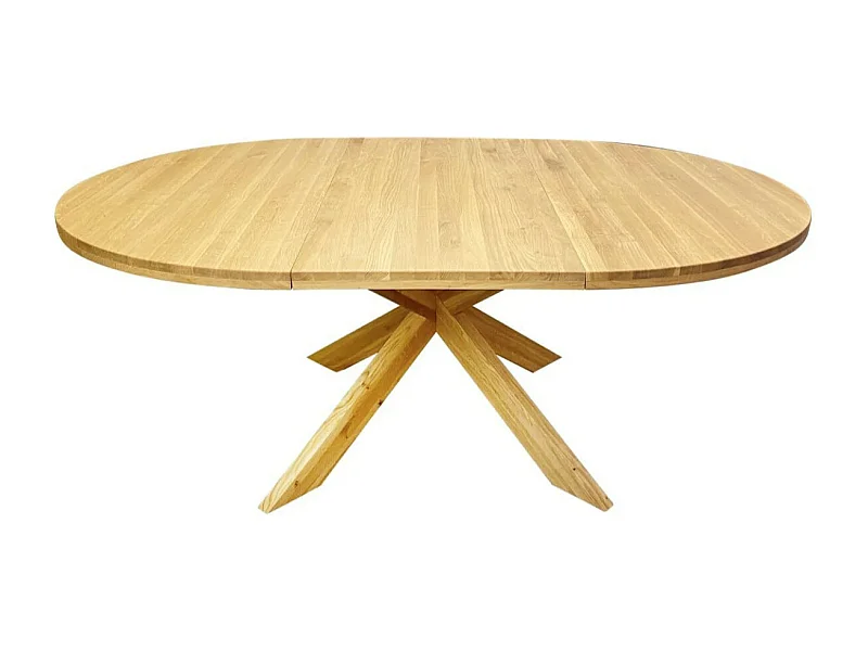 Table extensible ronde en bois de chêne miel Boris 140-190cm