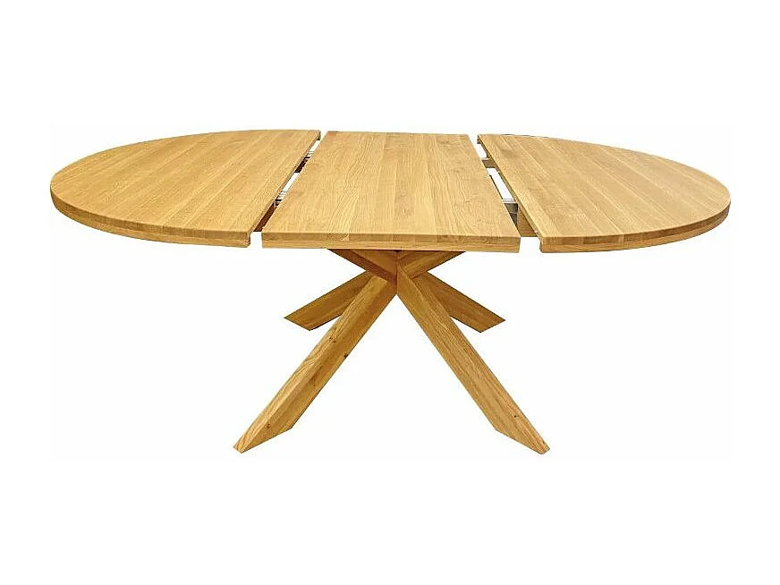 Table extensible ronde en bois de chêne miel Boris 140-190cm