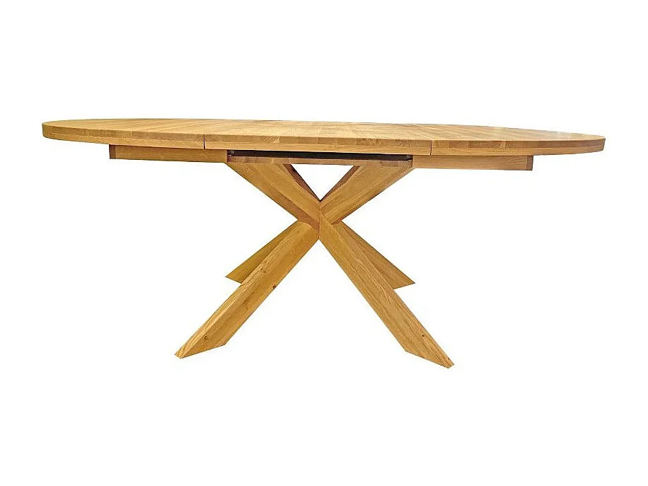 Table extensible ronde en bois de chêne miel Boris 140-190cm