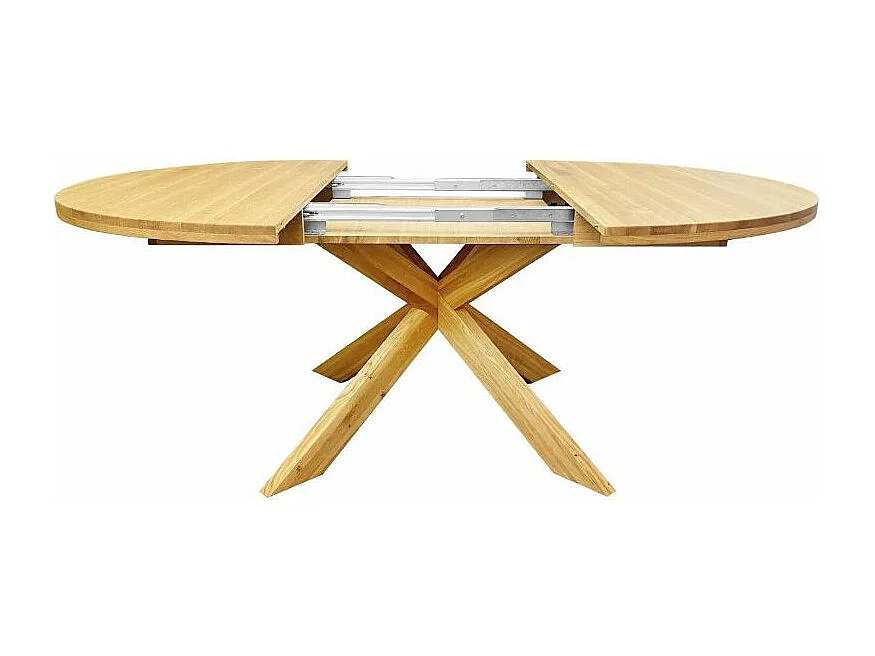 Table extensible ronde en bois de chêne miel Boris 140-190cm