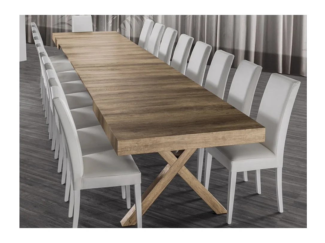 Table de repas extensible bois naturel 26 places jusqu'a 500cm Kopar-Taille Jusqu'a 360 cm