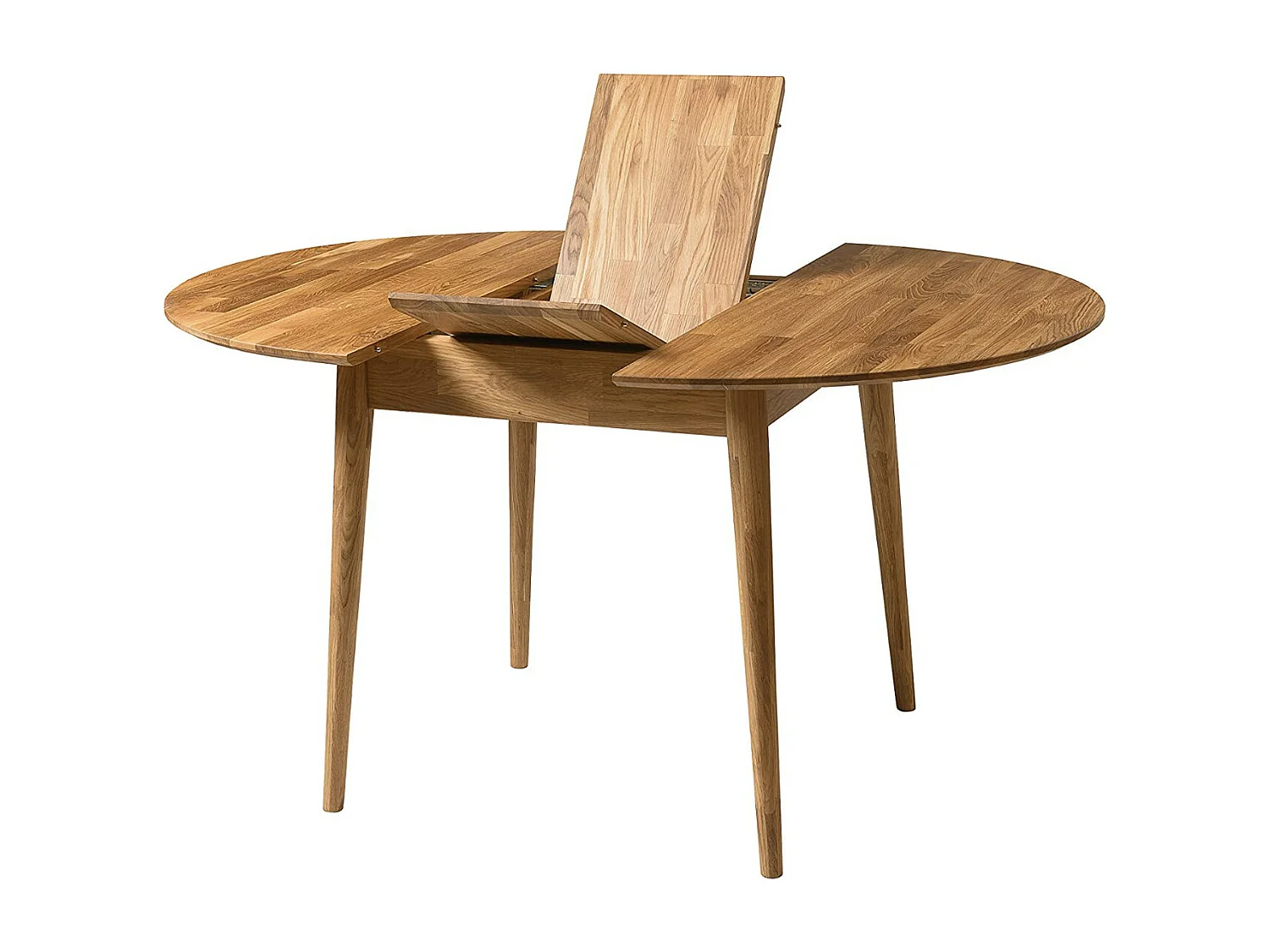 Table à manger ronde extensible 120 à 155cm en bois de chêne massif Kundy