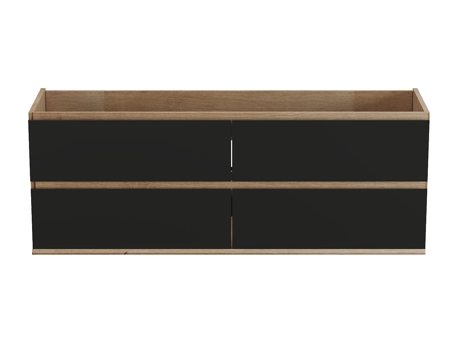 Waschbeckenunterschrank hängend - 150 cm - Holzfarben hell & Schwarz - SABURI