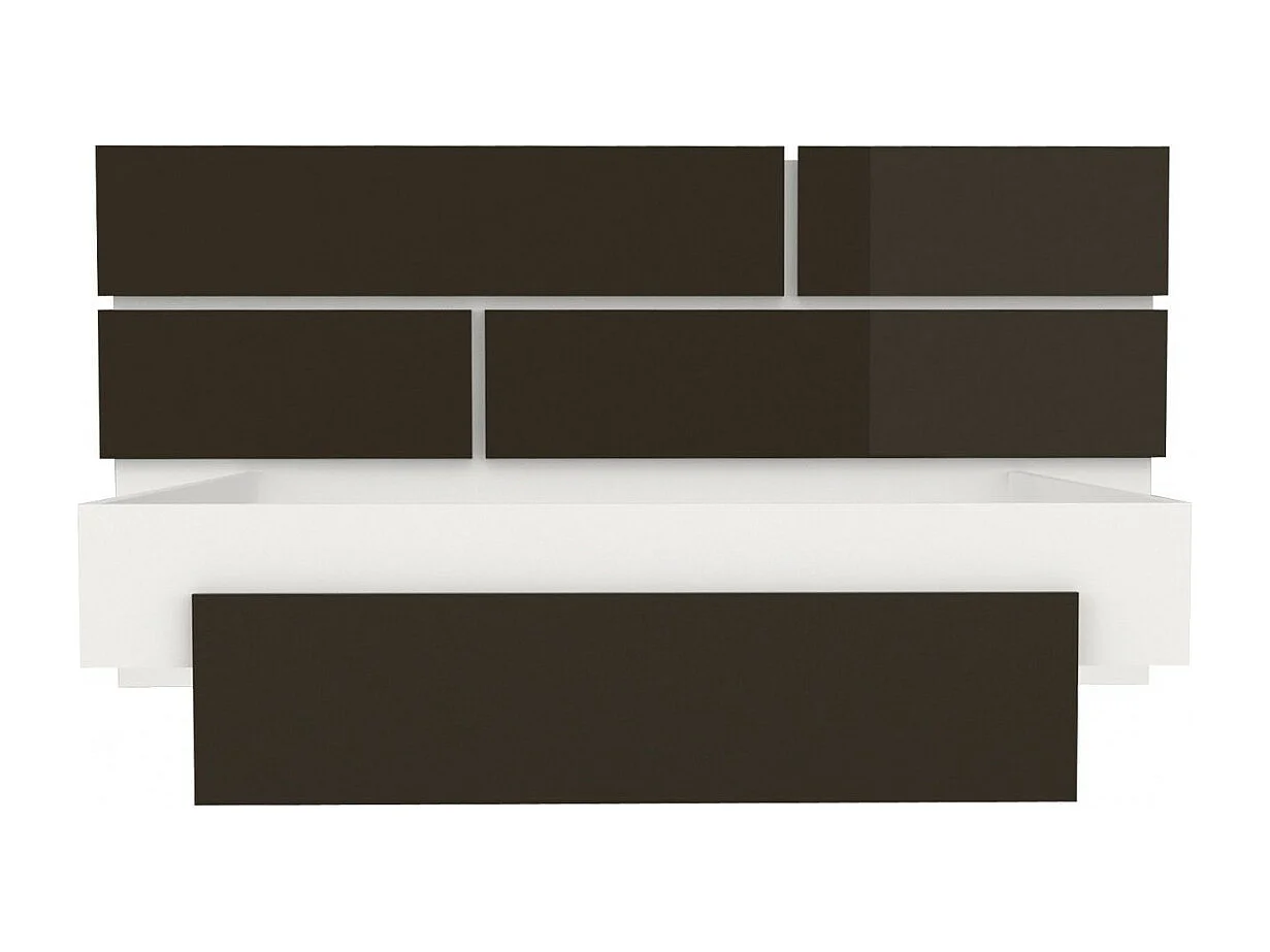 Lit laqué blanc et anthracite avec éclairage à tête de lit à effet graphique Kido 160x200