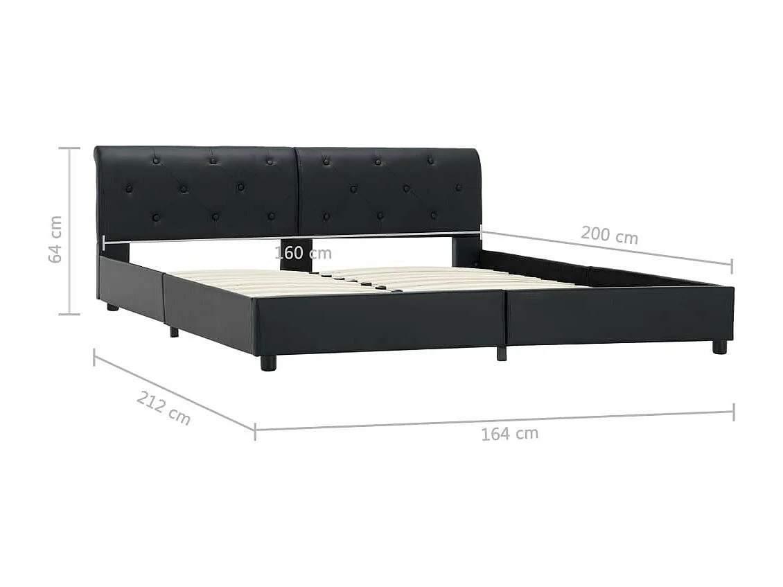 Lit Noir Similicuir 160x200