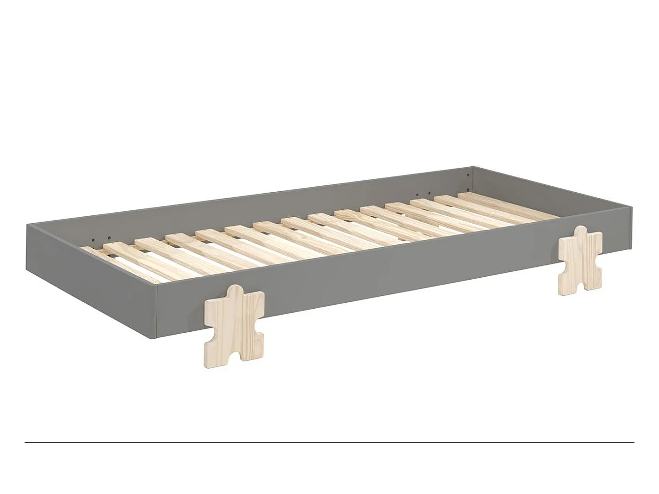 Lit Enfant en Bois "Modulo Puzzle" 90x200cm Gris
