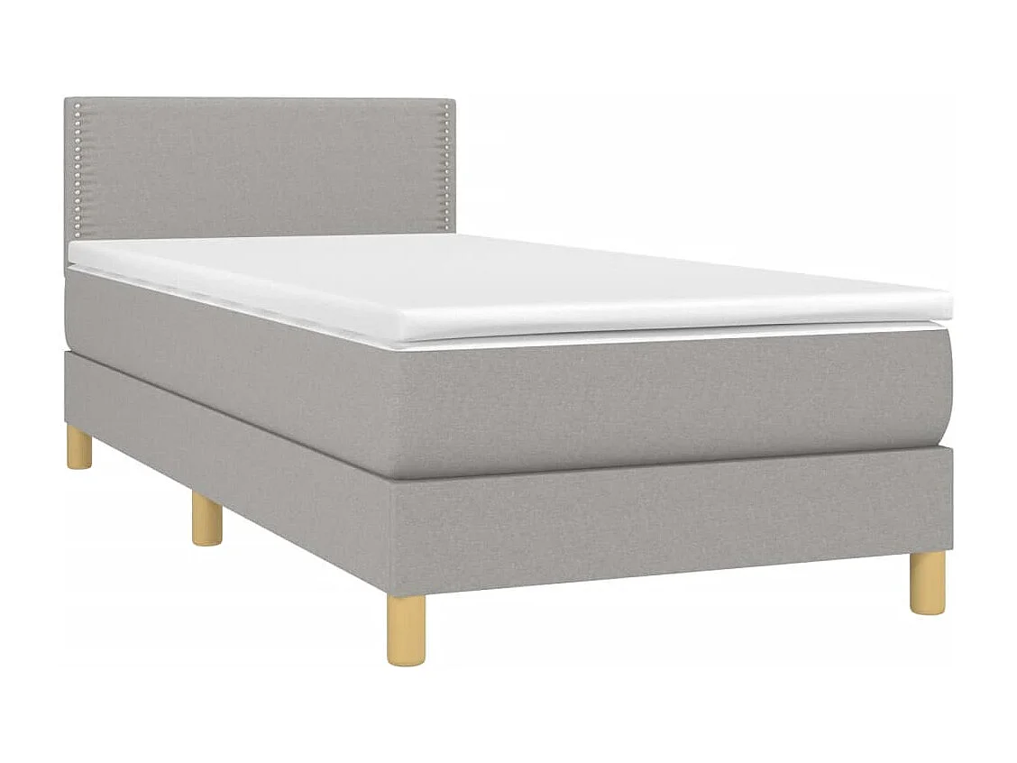 Lit à sommier tapissier avec matelas Gris clair 100x200 Tissu 3