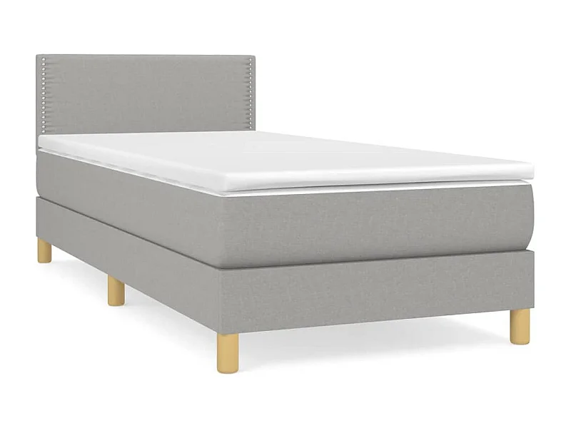 Lit à sommier tapissier avec matelas Gris clair 100x200 Tissu 3