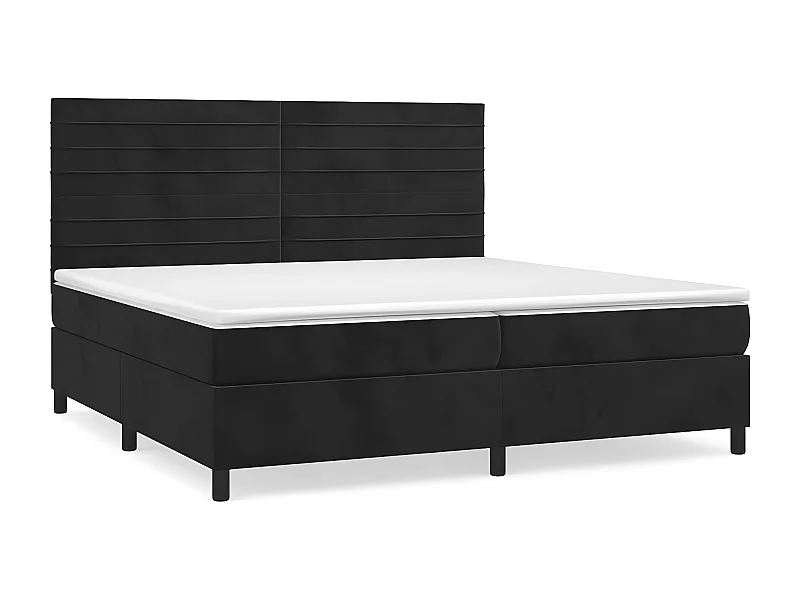 Lit à sommier tapissier et matelas Noir 200x200 Velours 5