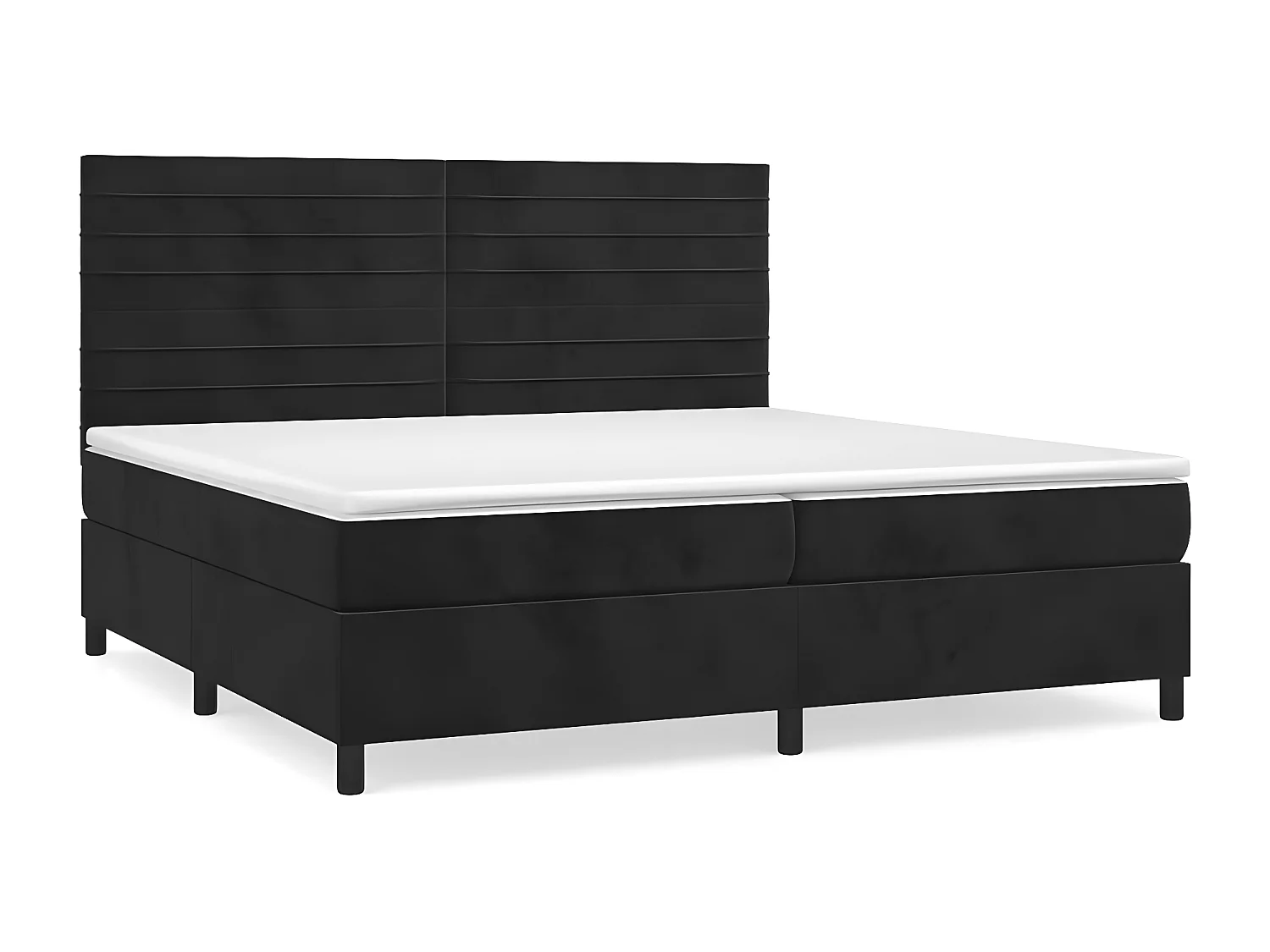 Lit à sommier tapissier et matelas Noir 200x200 Velours 5