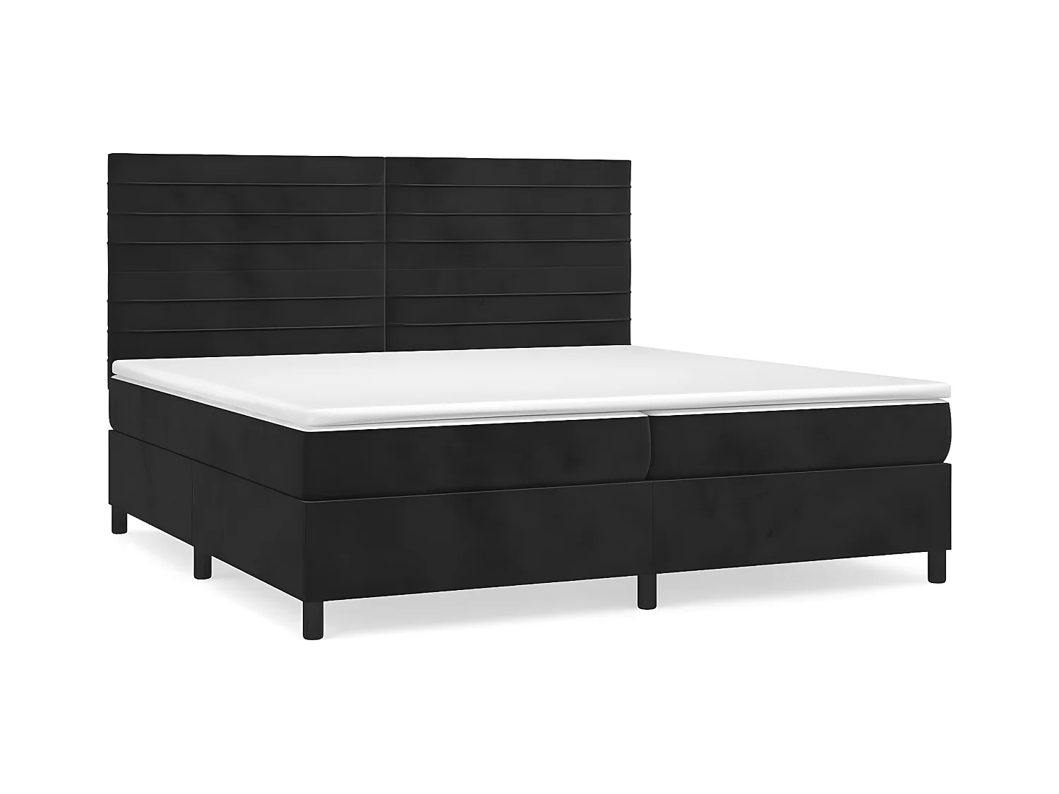 Lit à sommier tapissier et matelas Noir 200x200 Velours 5