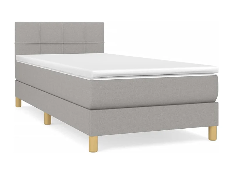 Lit à sommier tapissier avec matelas Gris clair 80x200 Tissu 4