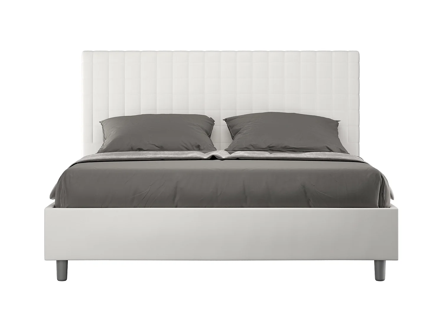 Kunda kunstleer geruit gewatteerd bed-Kleur Wit-Slapen 160x200cm-Keuze Met boxspring