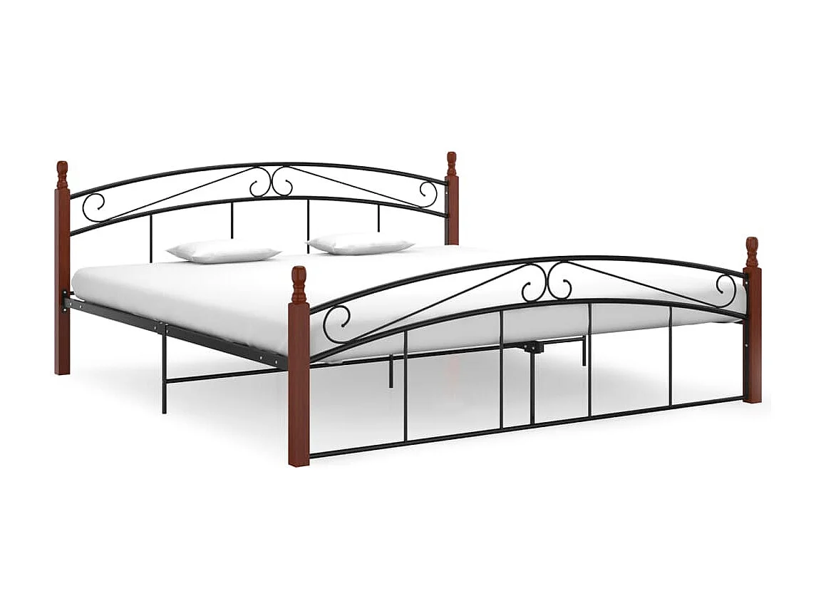 Lit Noir Métal et bois de chêne massif 180x200 2