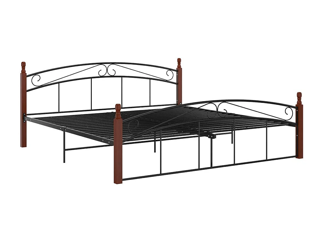 Lit Noir Métal et bois de chêne massif 180x200 2