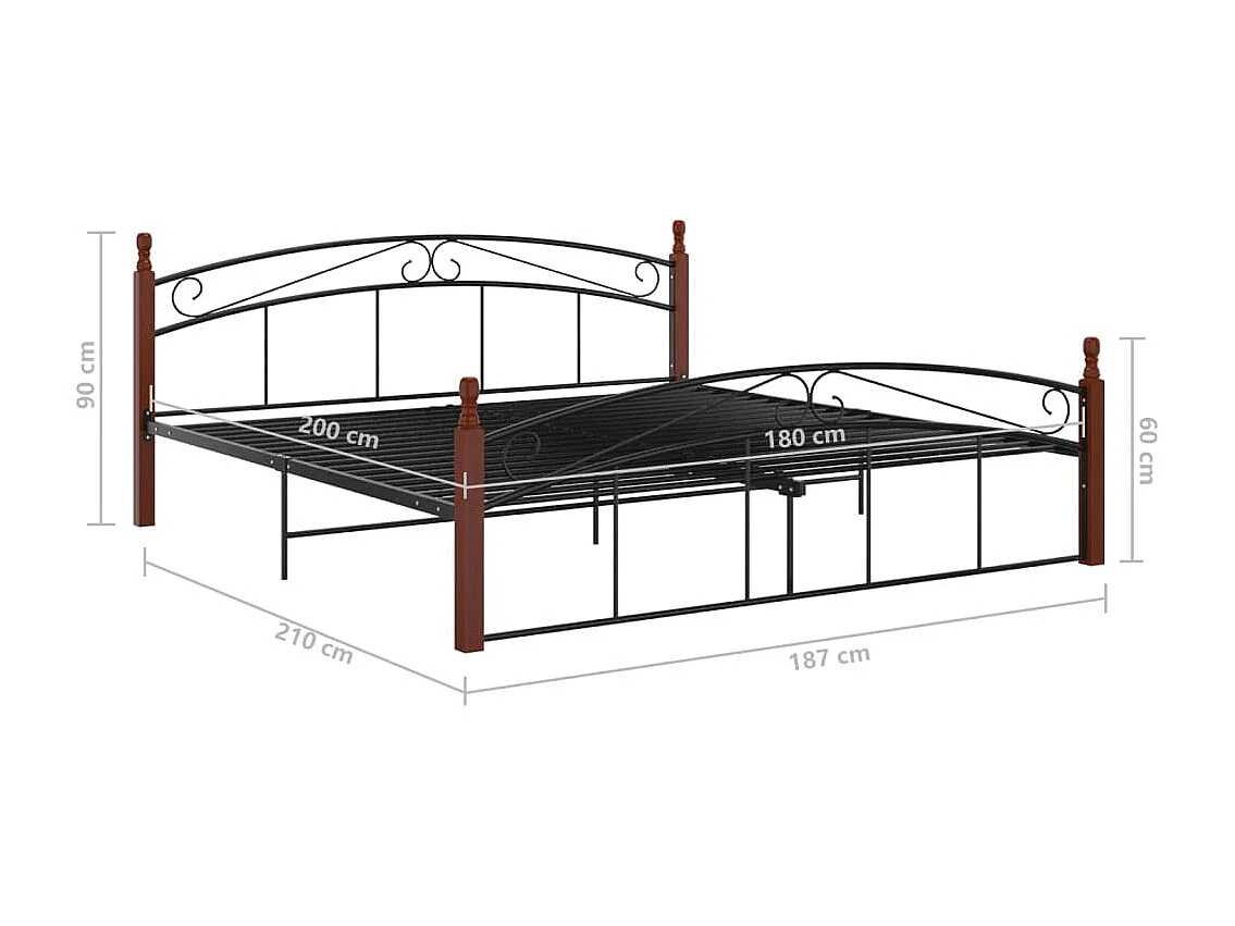 Lit Noir Métal et bois de chêne massif 180x200 2
