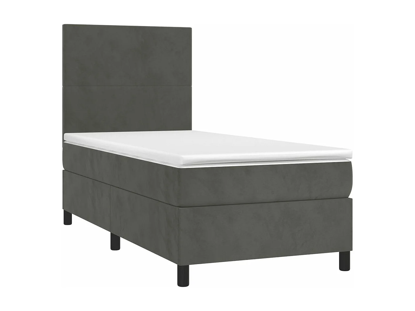 Lit à sommier tapissier et matelas Gris foncé 90x200 Velours
