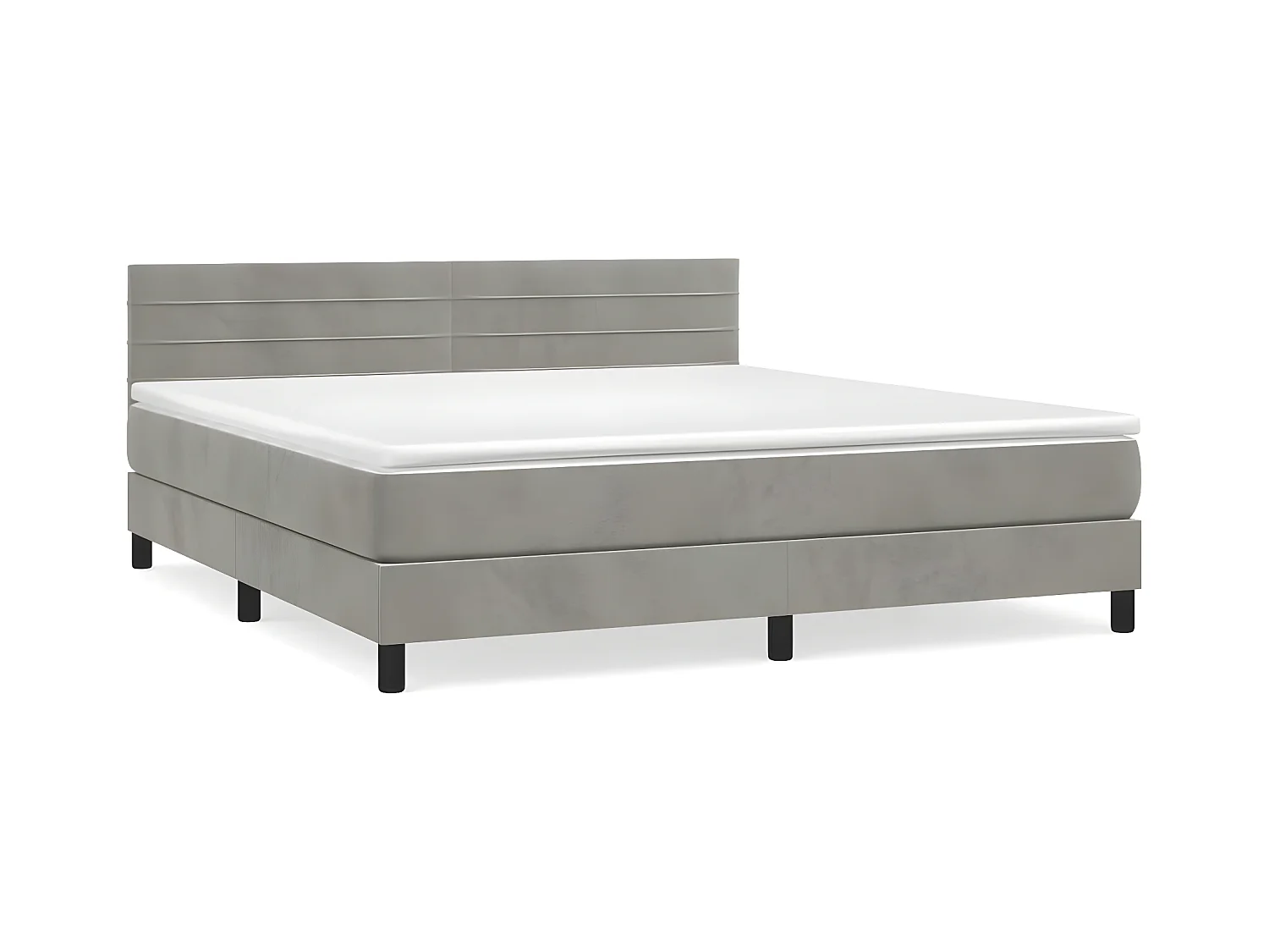 Lit à sommier tapissier et matelas Gris clair 160x200 Velours 2