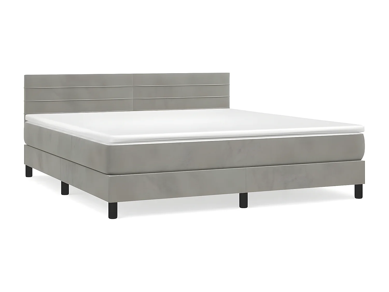 Lit à sommier tapissier et matelas Gris clair 160x200 Velours 2