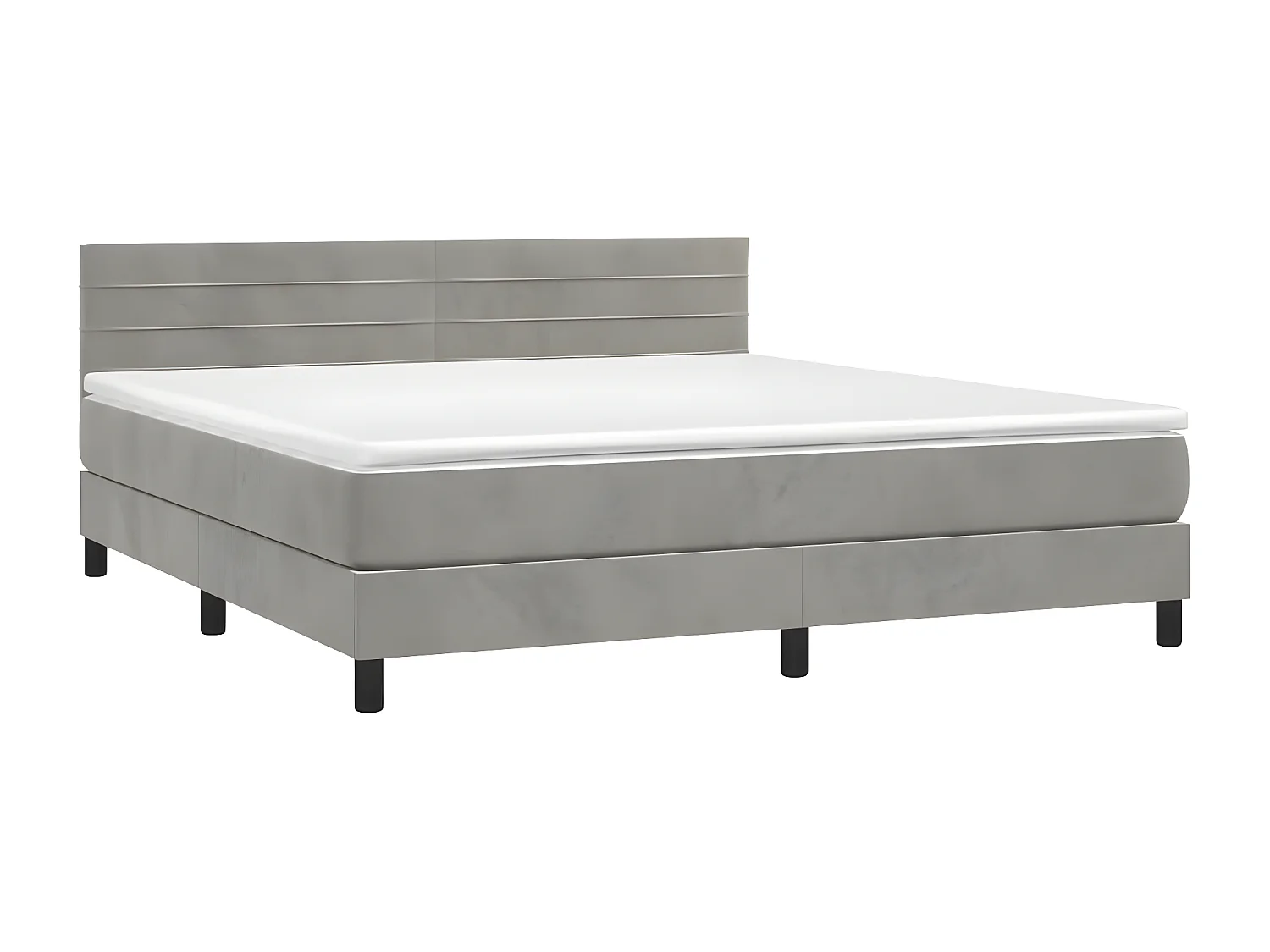 Lit à sommier tapissier et matelas Gris clair 160x200 Velours 2