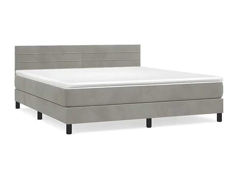 Lit à sommier tapissier et matelas Gris clair 160x200 Velours 2