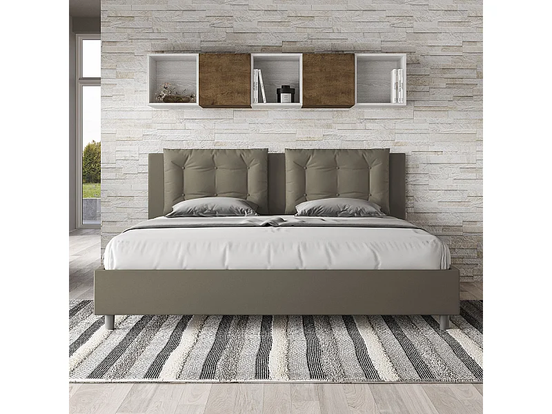 Lit sans sommier rembourré 180x200 similicuir cappuccino Annalisa