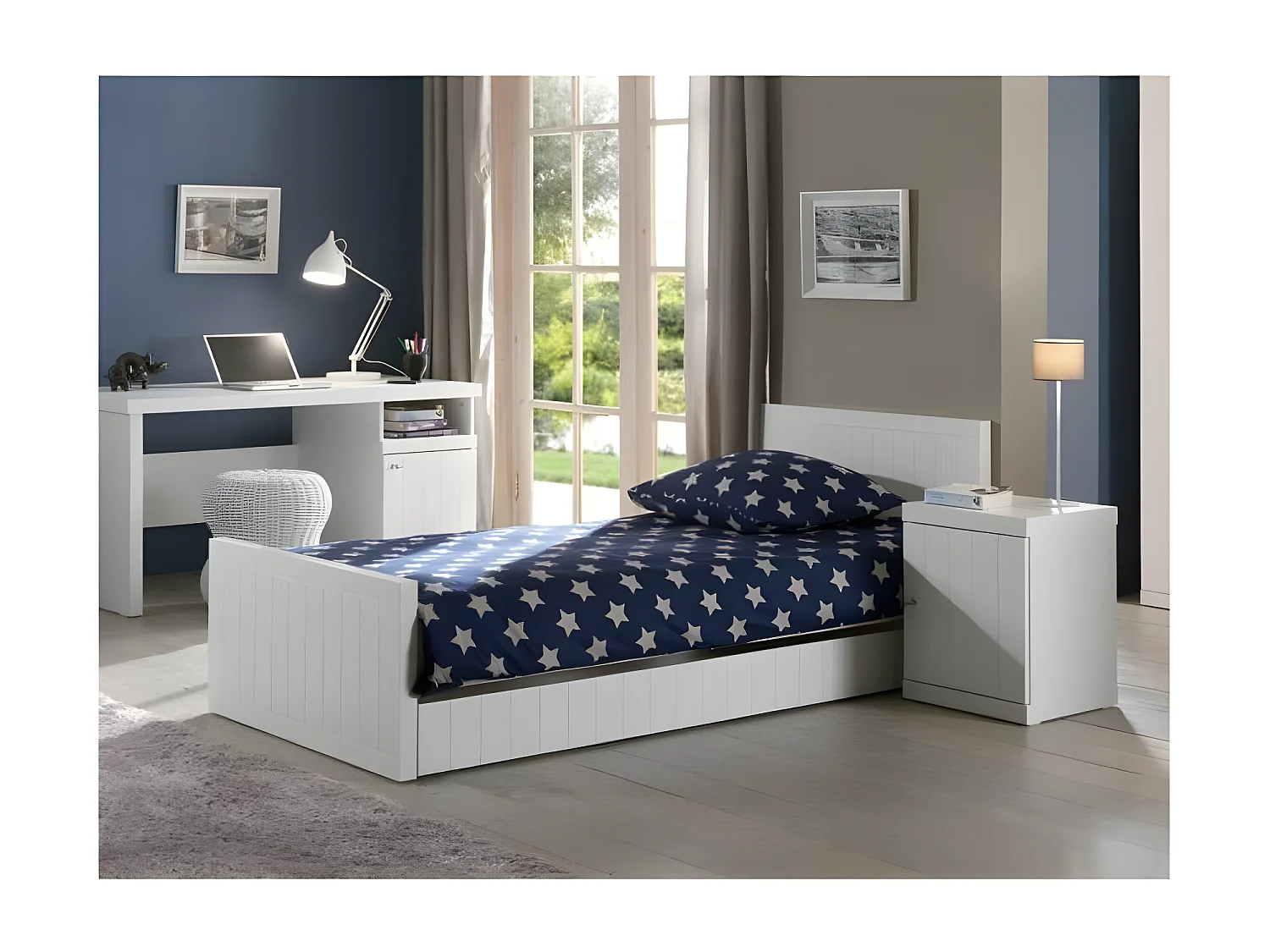 Lit Enfant avec Tiroir "Robin" 90x200cm Blanc