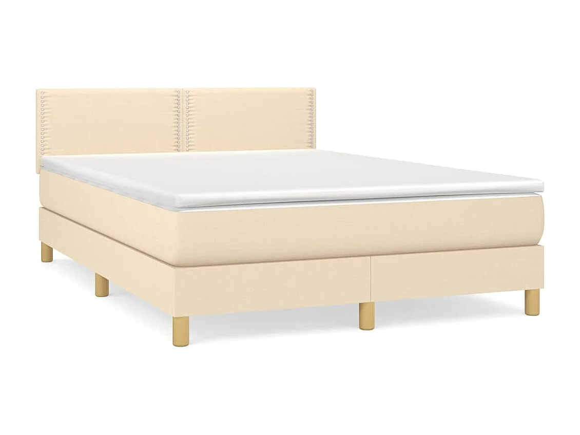 Lit à sommier tapissier avec matelas Crème 140x200 Tissu 4