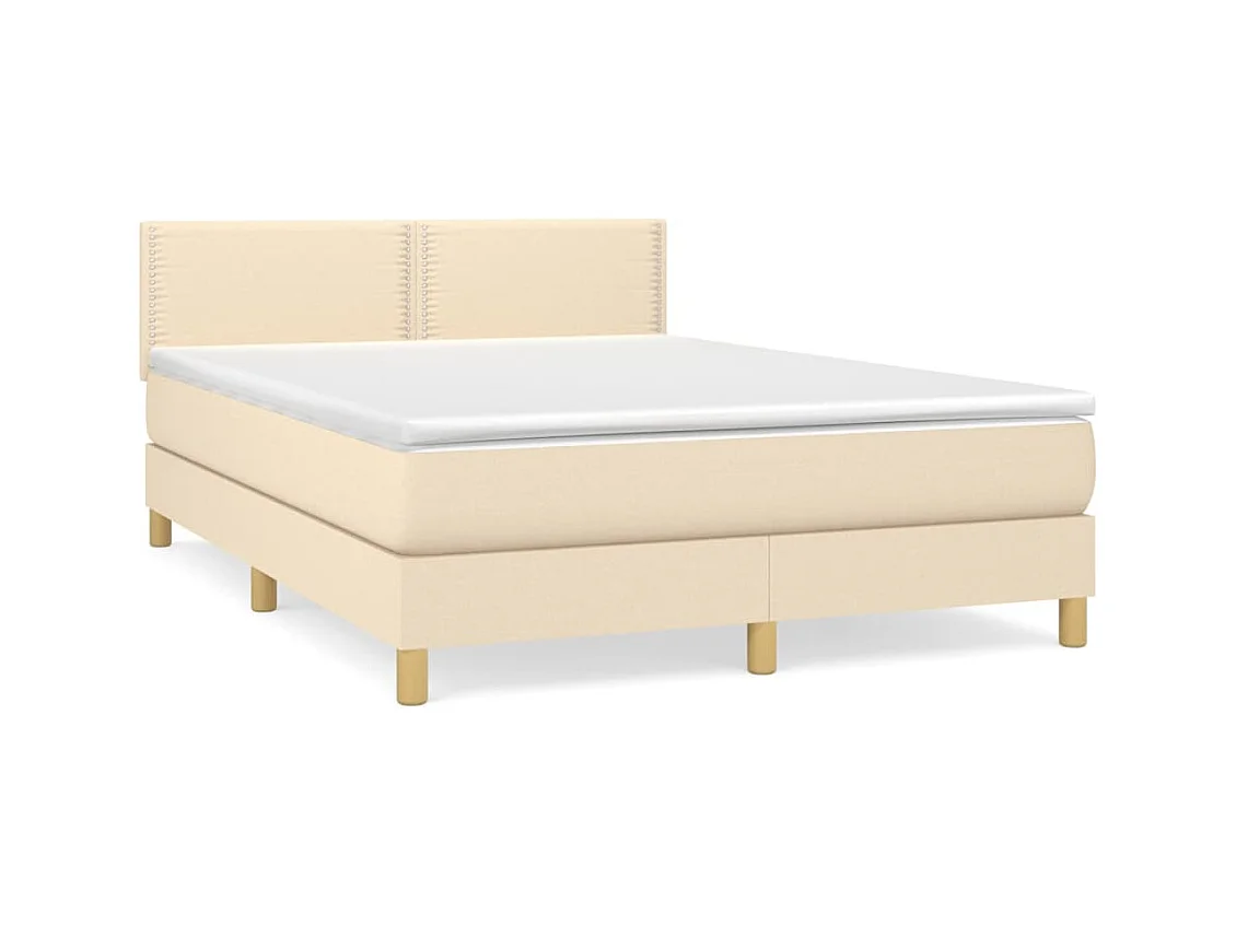 Lit à sommier tapissier avec matelas Crème 140x200 Tissu 4