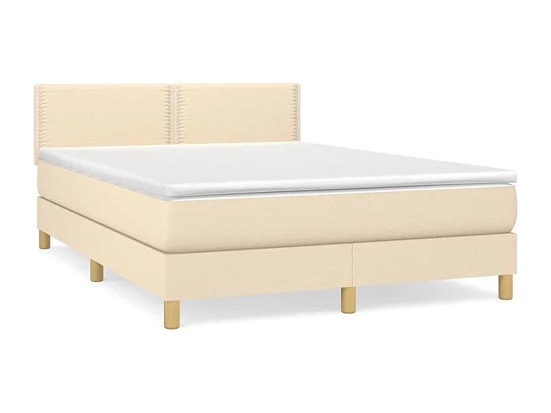 Lit à sommier tapissier avec matelas Crème 140x200 Tissu 4