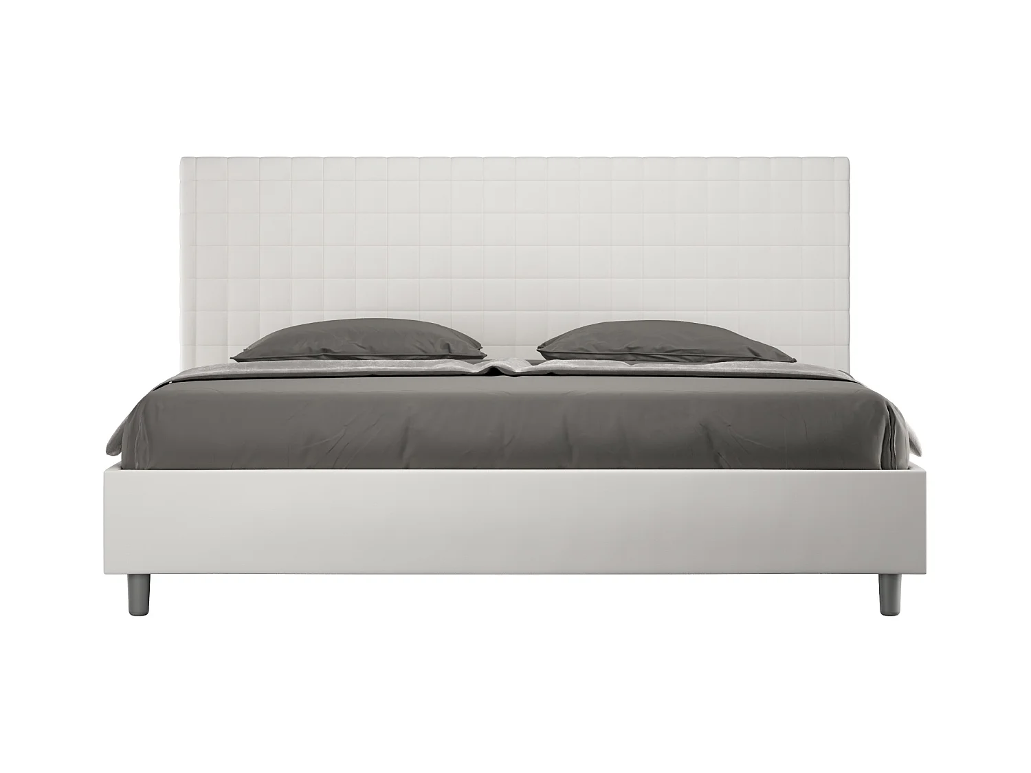 Kunda kunstleer geruit gewatteerd bed-Kleur Wit-Slapen 200x200cm-Keuze Zonder boxspring
