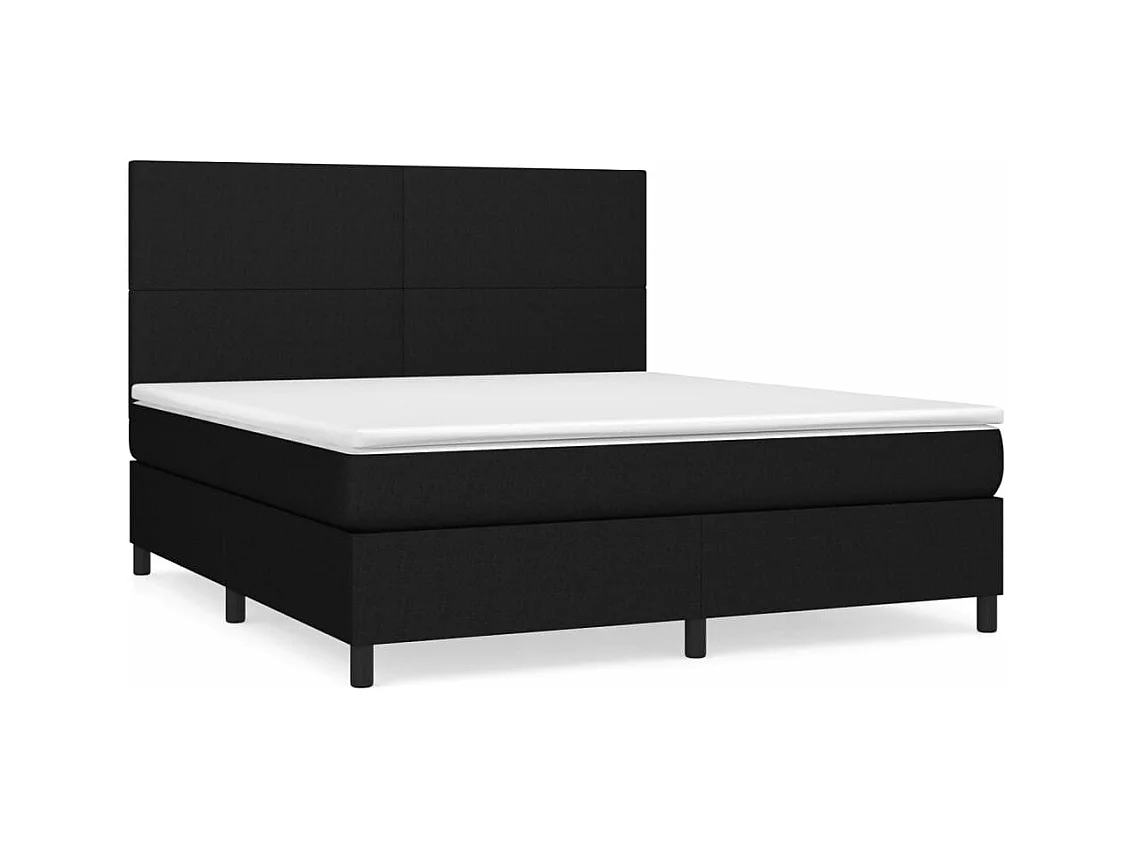 Lit à sommier tapissier avec matelas Noir 160x200 Tissu 3