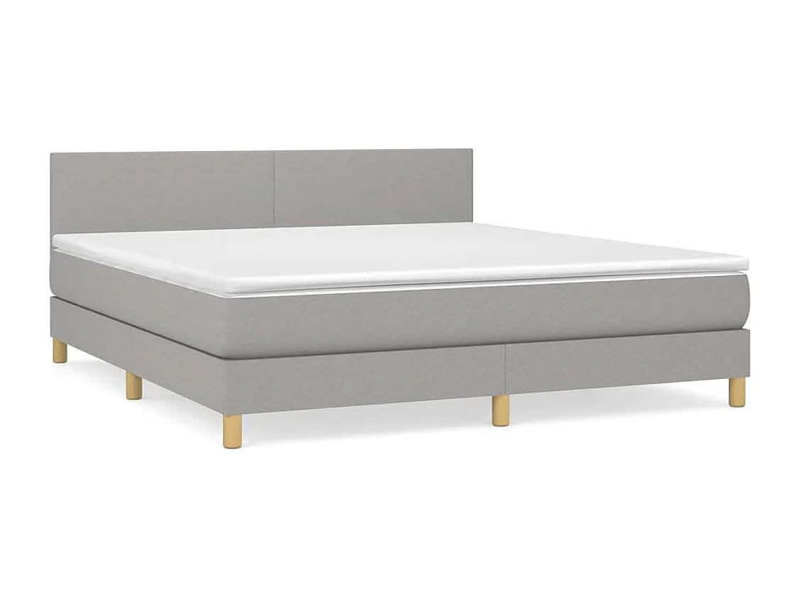 Lit à sommier tapissier avec matelas Gris clair 160x200 Tissu 6