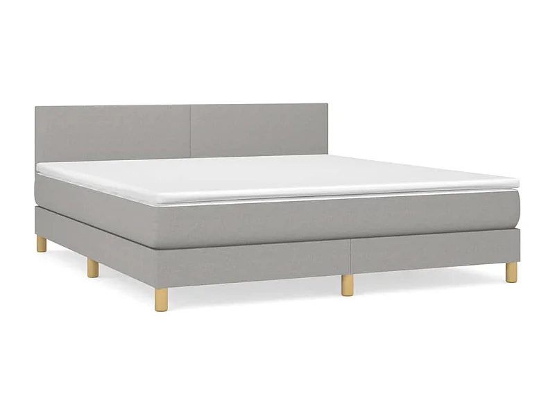 Lit à sommier tapissier avec matelas Gris clair 160x200 Tissu 6