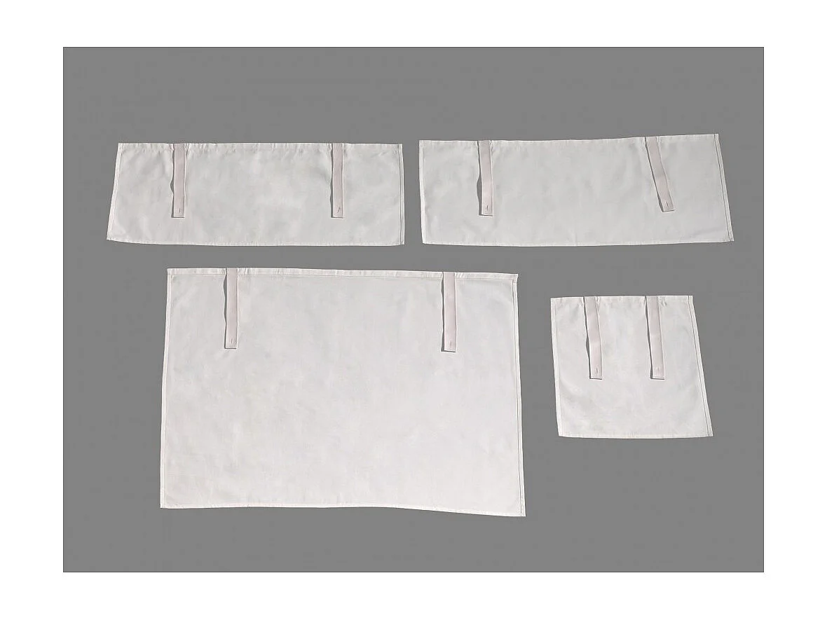 Pack - Lit Cabane Enfant, Sommier & 4 Rideaux "Charlotte" 90x200cm Blanc