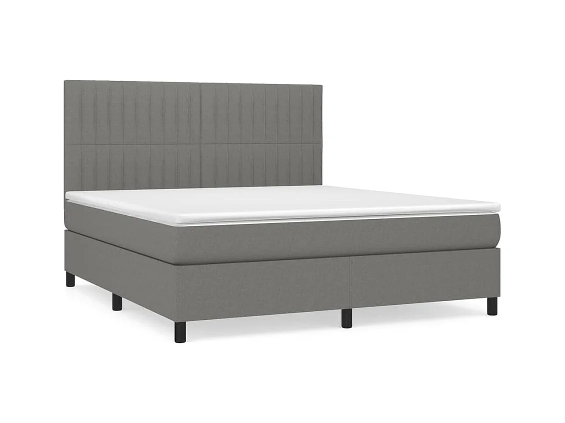 Lit à sommier tapissier avec matelas Gris foncé 160x200 Tissu 5