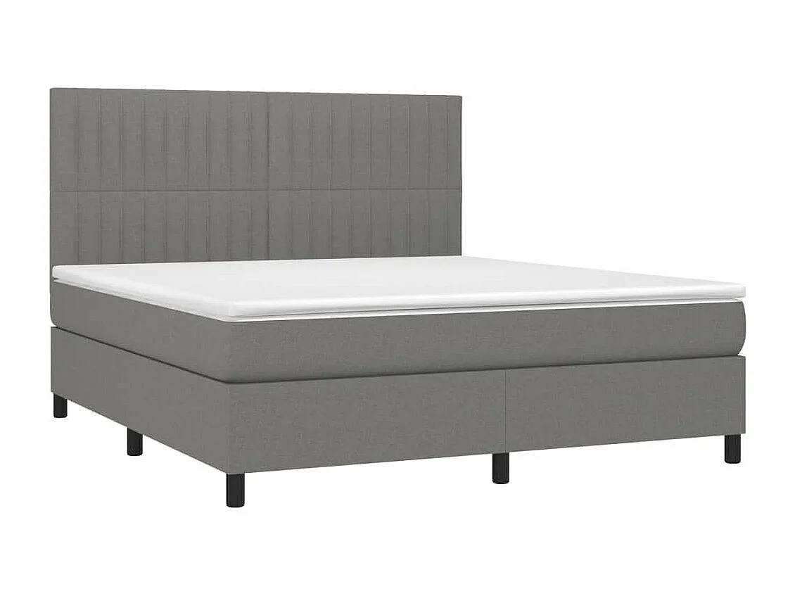 Lit à sommier tapissier avec matelas Gris foncé 160x200 Tissu 5